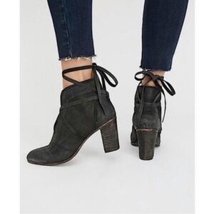 Free People Boho Leather Wrap Around Strapped Heel Boots - EU 40
